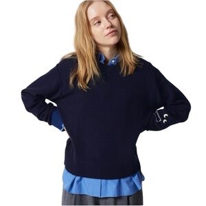 Anya Hindmarch x Uniqlo Navy Blue Lambswool Crew Neck Sweater L
